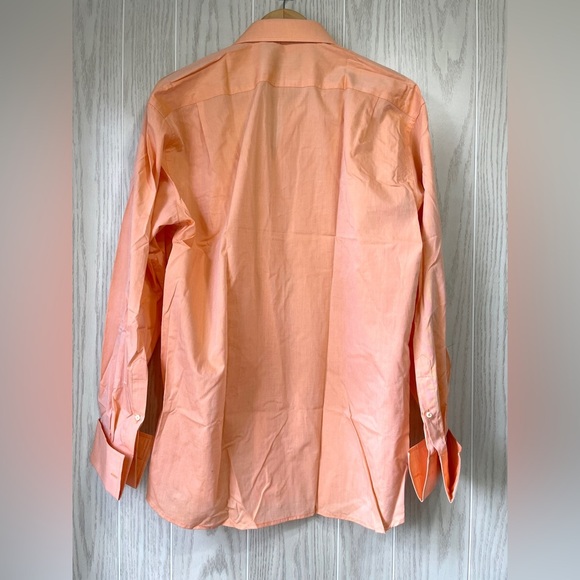 Alfa Perry 17  34-35 Modern Fit 100% Cotton Peach Button Down Shirt NWT - Picture 3 of 3